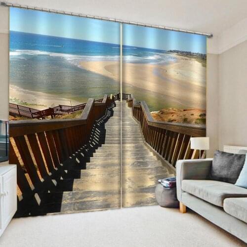Luxury Blackout 3D Window Curtains For Living Room Morden woods seaside curtains nature scenery curtain