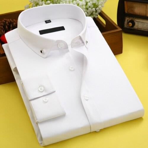 Spring White Bamboo Fiber Shirt Men Business Wear Social Button Up Shirt Mens Long Sleeve Vintage Office Collar Shirt Oversize