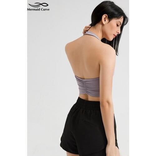 Mermaid Curve Sports Bra Crop Top Fitness Women Sportswear Yoga bras Tank Gym Sexy Halter Straps Running Push Up Lingerie