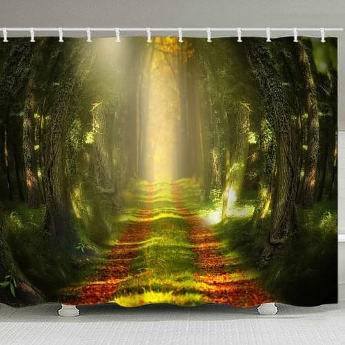Promnade Dans Les Bois Scenic Shower Curtain 3D Printed Bathroom Decoration