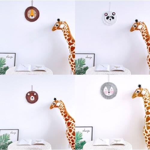 Nordic Hand Woven Cartoon Animal Hanging Decoration Cotton Rope Weaving Animal Head Ornament Wall Pendant