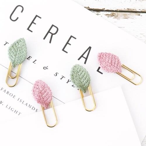 TUTU 3PCS cute kawaii handmade metal office school index paper clips Cloth art leaf bookmark student memo clips stationery H0366