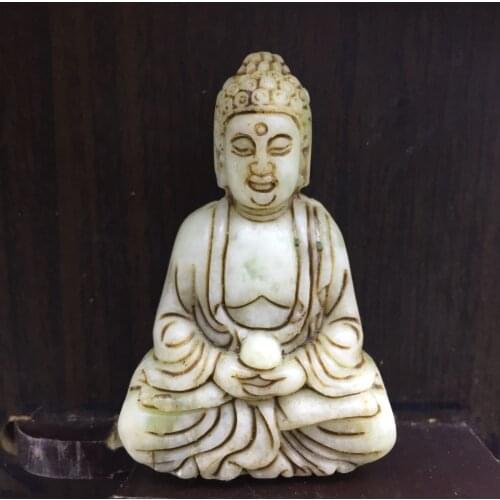 Collectable Chinese White Jade Carved Maitreya Buddha Happy Buddha Exquisite Small Statues