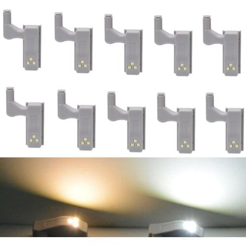 10Pcs LED Smart Touch Induction Cabinet Light Cupboard Inner Hinge Lamp Sensor Light Night Light for Closet Wardrobe
