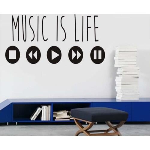 WJWY Music Is Life Wall Sticker Fashion Art Murals Music Equalizer Adhesive Home Decor Vinyl Living Room Bedroom Wall Decals