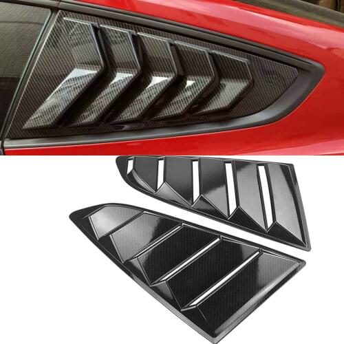 ABS / Carbon Fiber Look Rear Windshield Auto Car Side Window Cover For 2015-2019 Ford Mustang Body kit Window Louver Racing Trim
