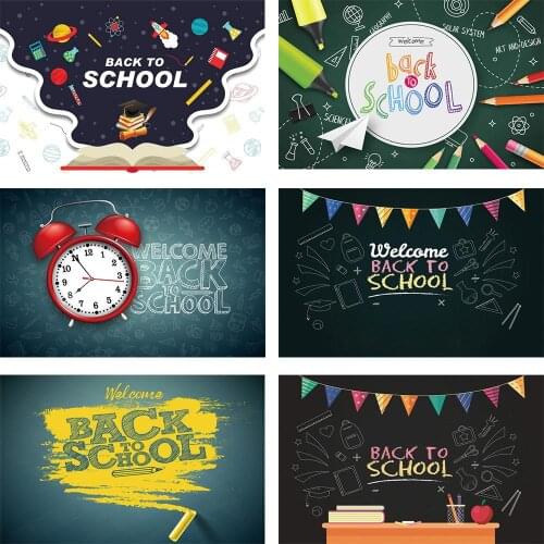 Back To School Season Alarm Clock Blackboard Portrait Photography Backdrop Party Decor Photo Background Studio Photocall Props