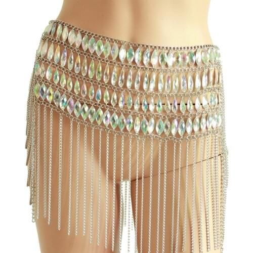 Sexy Crystal Beaded Body Chain Sexy Waist Chain Shorts Tassel Skirt for Women Wrap Beach Rave Outfits Carnival Costume Jewelry