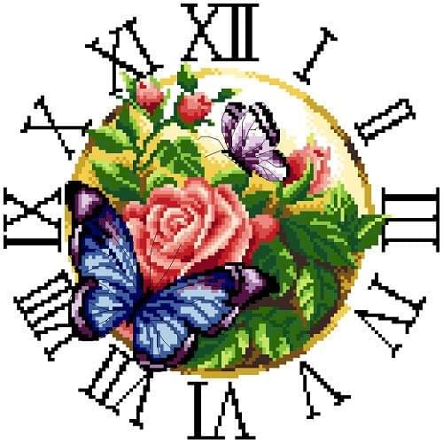 11CT Cross stitch with Clock Kit Clockwork Timepiece 40*40cm butterfly CS-053CLO