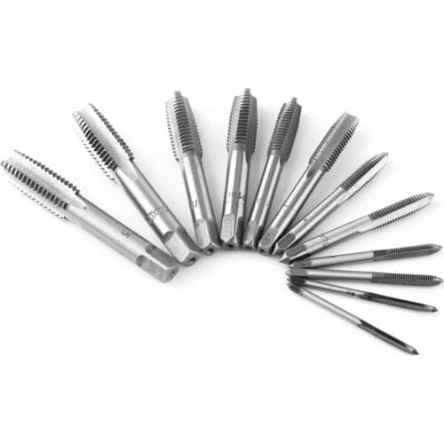 12Pcs/set Metric Hand Screw Wrench Drill Set Straight Flutes M3/M4/M6/M8/M10/M12 Durable Wholesale Hand Tap Drill Wire Tapping