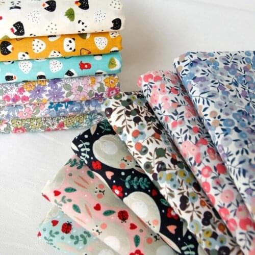 140x100cm Spring Summer Floral Poplin Printed Cotton Fabrics Sewing for Cloth Bag Clothing Handmade Diy Fabric By The Meter