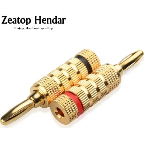 2Pcs High Quality Full Copper 24k Gold Plated Musical Speaker Cable Wire Pin 4mm Banana Plug Connector Home Theater