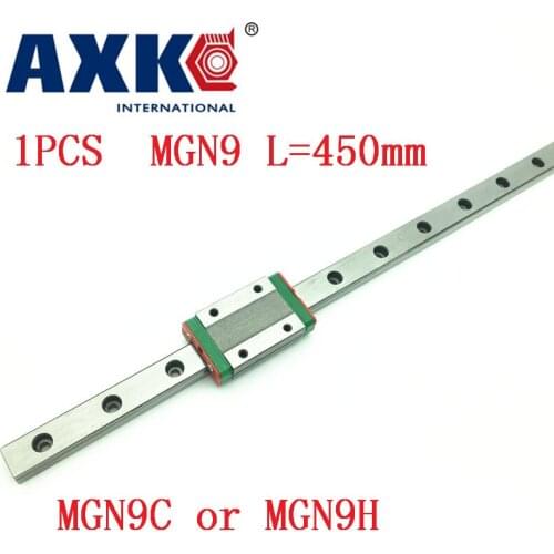 2021 axk MGN9 Linear 9mm Linear Guide Mgn9 L= 450mm Linear Rail Way + Mgn9c Or Mgn9h Long Linear Carriage For Cnc X Y Z Axis