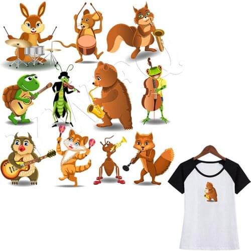 Iron On Transfers Patches Heat Transfer Cartoon Animal Patches 11pcs/lot Clothes Stickers A-level Washable Badges