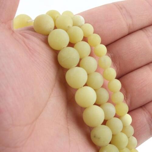4/6/8/10/12mm Natural Matte Dull Polished Lemon Jades Stone Round Loose Minerals Beads for Jewelry Making DIY Bracelet 15"