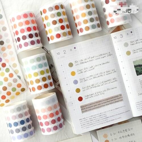 6cmx3m Cute Solid Dots Sticker Washi Tape Set Kawaii Washi Paper Dot Stickers Planner Scrapbooking Journaling School Supplies