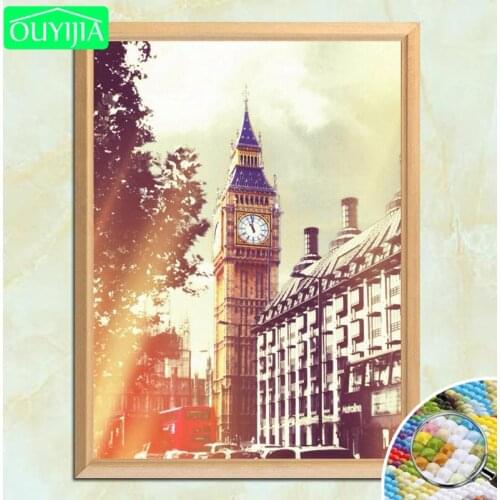 World Famous Scenic Spots "Big Ben in London" 5D DIY Diamond Painting Square Diamond Embroidery Rhinestones Mosaic Decor Picture