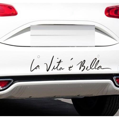 40*8CM Car Accessories Side Door English Beautiful Life La Vita e Bella Car Sticker Reflective Car Styling