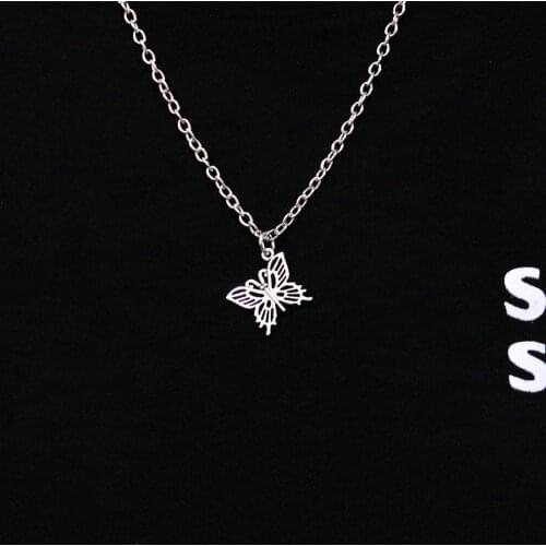 Butterfly Clavicle Chain Hip Hop Dollar Sign Double Sided Hearts Metal Pendant Necklaces for Women Friends Gifts