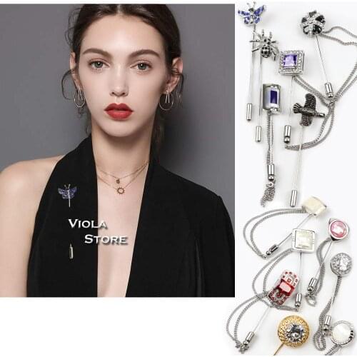 Luxury Butterfly Spider Bird Shell Jewelry Brooches Noble Copper Lapel Pin Women Dress Men Suit Banquet Breastpin Accessory Gift