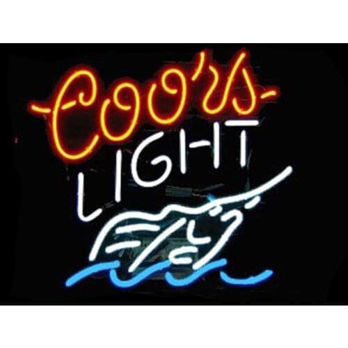 Coors Light Swordfish Neon Sign Custom Handmade Real Glass Tube Beer Bar KTV Pub Advertise Decoration Display Neon Signs 18"X18"
