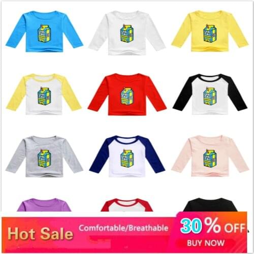 Fashion Kids Clothing T Shirts Drink Print Girls Boys Cotton Children T-shirt Baby Toddler Tops Cartoon Full Long Sleeve Clothes