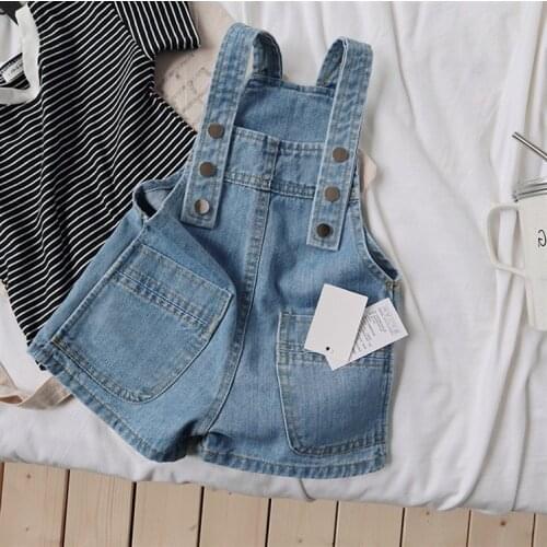 Jeans Short Jumpsuit for Kids 2021 Casual Summer Clothing Sleeveless Playsuits Unisex Denim Shorts Girls Loose Jumpsuits