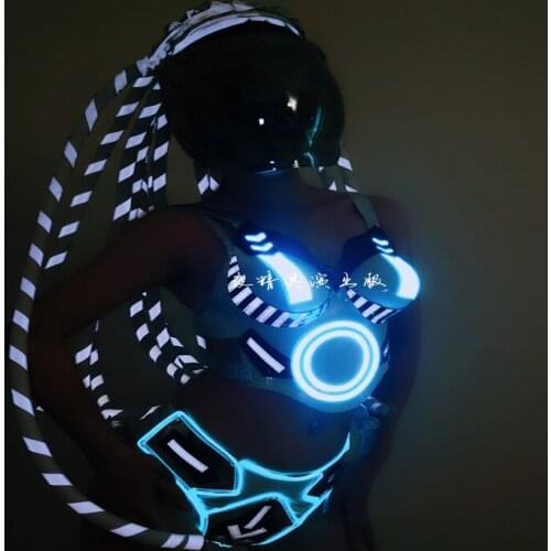 Gogo costumes future technology glowing nightclub bar atmosphere props party led stage dance wear