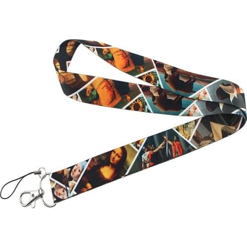 Oil Painting Mona Lisa Keychain Lanyard For Keys ID Card Badge Holder Neck Strap Webbing Mobile Phone Hang Rope Accessories Gift