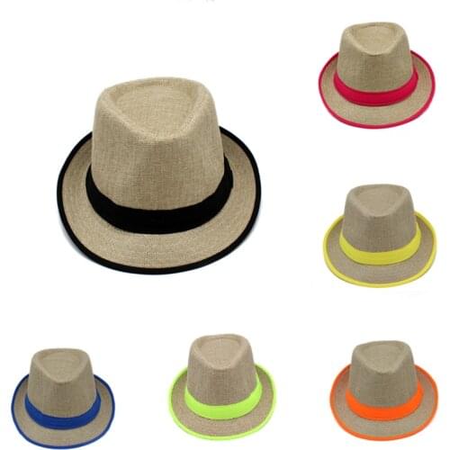 Canvas jazz hat cap black band casual panama Fedoras Outdoor Beach Travel Sunhat headgear jbros chapeau for men women GH-21