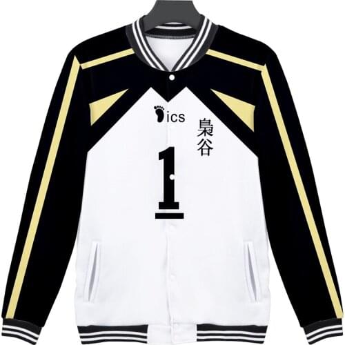 Anime Haikyuu Cosplay Costumes Men Bomber Baseball Jacket Fukurodani Akaashi Keiji Bokuto Koutarou Baseball Uniform Sportswear