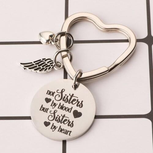Best Friends Keychain Keyring Friendship Key Chain Sister Jewelry Gift "not Sisters By Blood But Sisters By Heart"Keychain