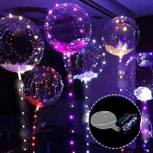 Reusable Luminous Led Balloon Transparent Round Bubble Decoration Party Decor F4U1