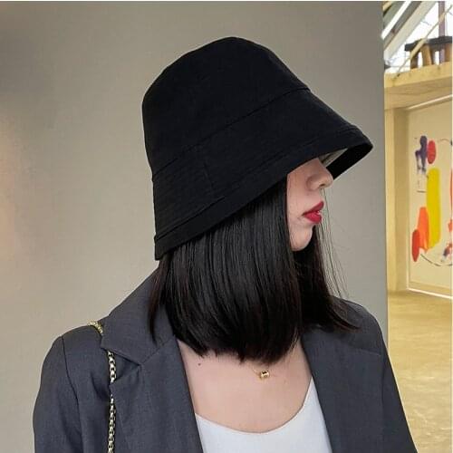Fashion Summer Small Brim Bucket Hat Women Reversible Fisherman Hats Panama Anti-sunburn Caps Ladies Outside Hip Hop Hat Black
