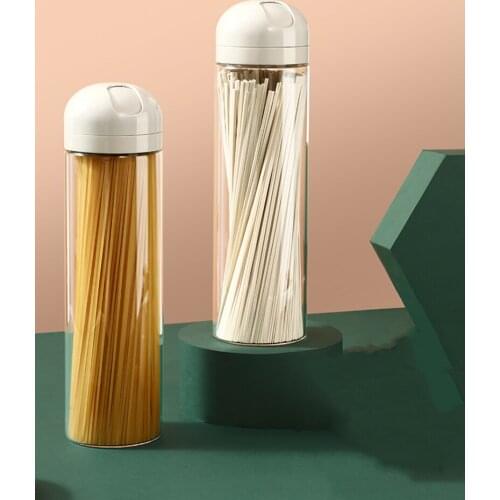 Set of 2 Borosilicate Glass Cereals Noodles Dispenser Oats Granola Grain Storage Box Dry Food Container Organizer Kitchen