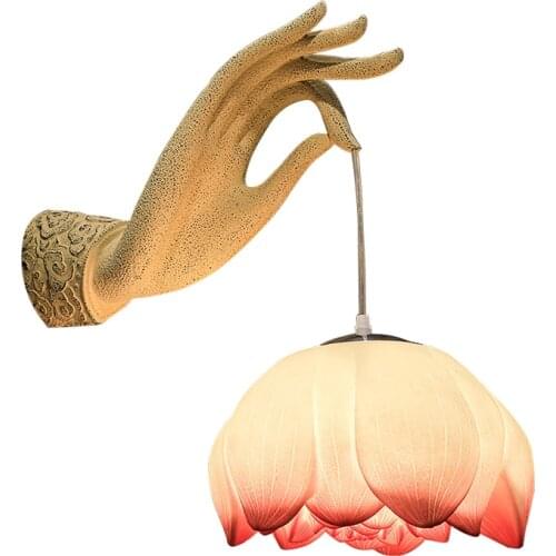 Chinese lotus wall lamp creative art hallway corridor left right hands lamp decoration bra teahouse courtyard wall light WF1112