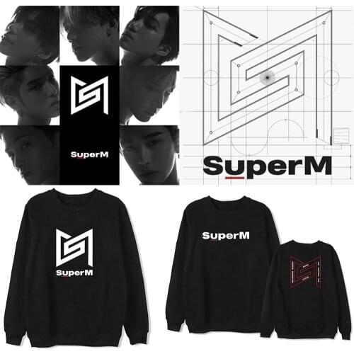 New Korean K-pop SuperM BAEKHYUN KAI Taemin Mark Lucas Ten Taeyong Hoodies Kpop SuperM Supporting Sweatshirt Plus Size Pullovers