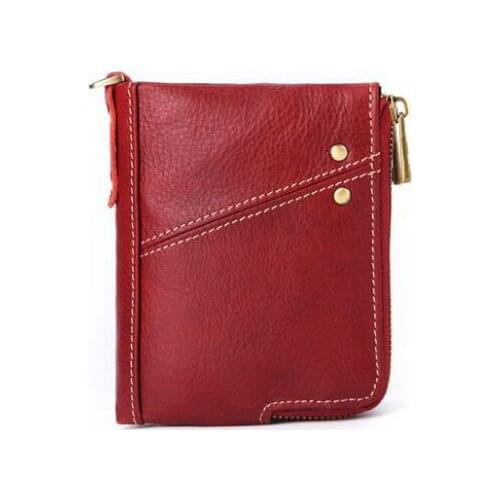 New top layer cowhide casual retro style women wallet double zipper fashion long wallets genuine leather purse clutch bag