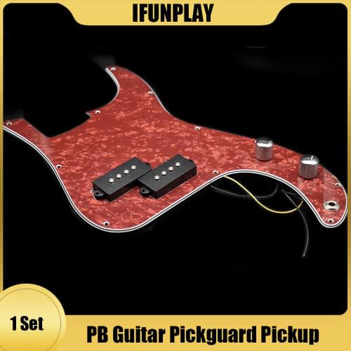 PB P Bass 3 Ply Prewired Loaded Pickguard Pickup for Precision Bass Guitar Musical Instrument Accessories Parts Red Pearl