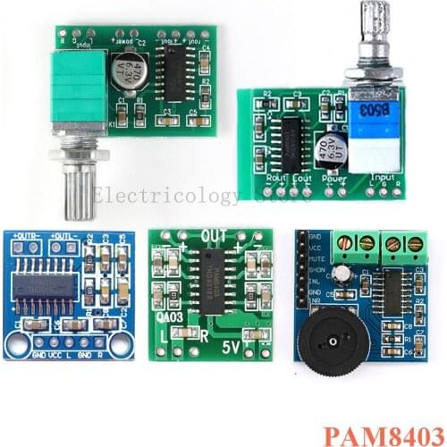PAM8403 Amplifier Board Module Mini Class D DC 5V 2*3W Digital Power Audio 2 Channel 3W Volume Control USB Switch For Arduino
