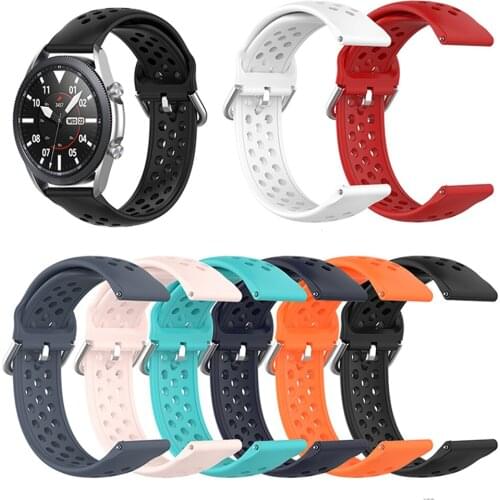 Replacement ​22mm Silicone Watch Band for Samsung Galaxy Watch3 45mm R850 for Huawei GT2 46mm Solid Color Wristwatch Band Strap