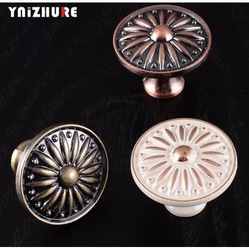 Retro Red Bronze Kitchen Cabinet Knobs Cupboard Door Zinc Alloy Handles Vintage Wardrobe Furniture Handle Drawer Pulls