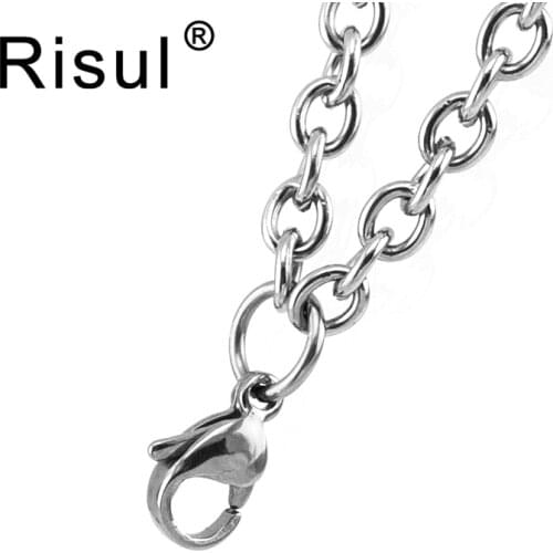 Risul Locket Pendent Necklace Floating Charm Chain 2/4/6mm Stainless Steel clasp Chain Necklace for Men Women wholesale 10pcs