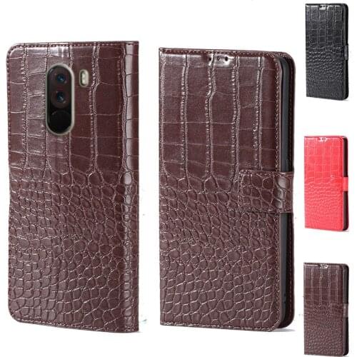 Luxury Crocodile design Flip Leather Wallet Phone Case For Xiaomi PocoPhone Poco F1 Stand Function Phone cover card slot