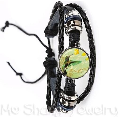 Handmade Accessories Green Hummingbird Bracelet Birds Art Picture Glass Cabochon Dome Bioshock Infinite Bird Jewelry Men Women