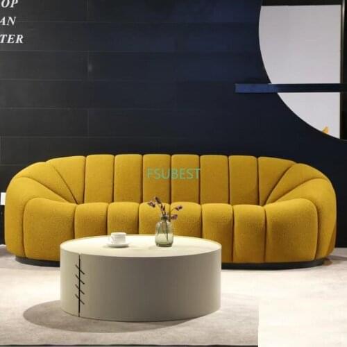 Modern Simple Lazy Pumpkin Edge Sofa Living Room Multi Chesterfield Cream White Plush Couch Stuffed Boucle Teddy Sofa