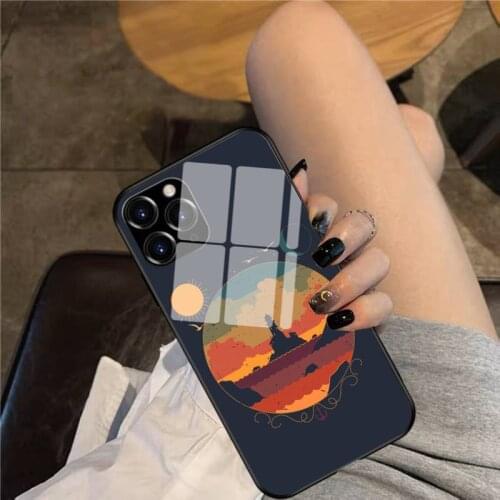 Lighthouse Dusk Phone Case Glass Phone Case For iphone 12 11 Pro Max XS XR X 8 7 Plus SE2 Case