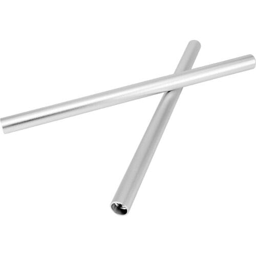 Haoge VA-PR25W 25cm (9.8 Inch) Long Aluminum Alloy Rod 15mm Rods with M12 Thread for Camera Rail Support System Silver