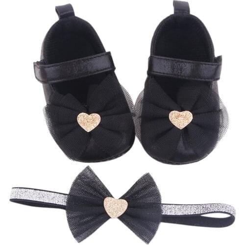 TELOTUNY Infant Toddler Baby Girls 2021 Summer Autumn Bowknot Lovely Soft Sole Non-Slip Prewalker Princess Dress Shoes+Headband