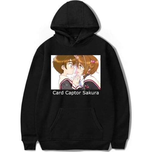 Japan Anime Sakura Card Captor Women Hoodie Hip Hop Sweatshirts Coat Harajuku Men Thin Velvet Warm Printed Hooded Tops Tracksuit